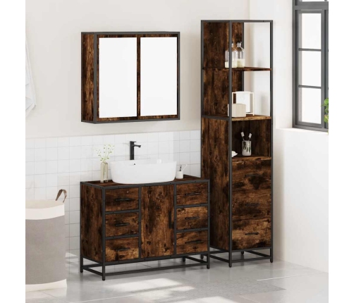 Set de muebles baño 3 pzas madera contrachapada roble ahumado