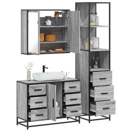 Set de muebles de baño 3 pzas madera contrachapada gris sonoma