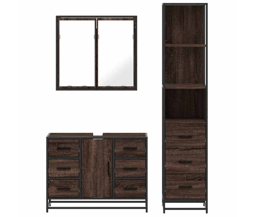 Set de muebles baño 3 pzas madera contrachapada roble marrón