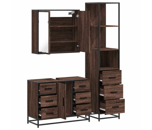 Set de muebles baño 3 pzas madera contrachapada roble marrón