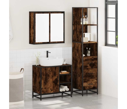 Set de muebles baño 3 pzas madera contrachapada roble ahumado