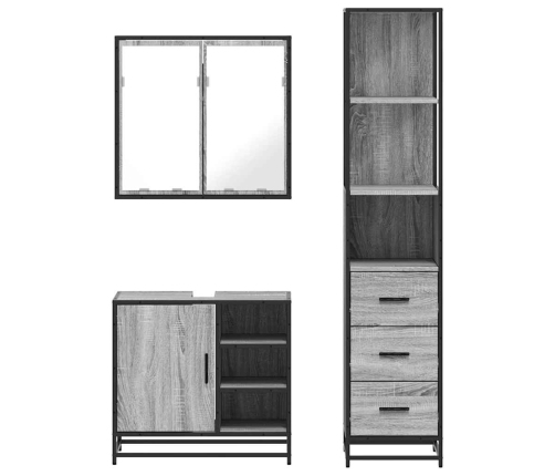 Set de muebles de baño 3 pzas madera contrachapada gris sonoma