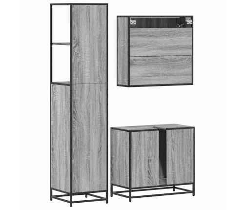 Set de muebles de baño 3 pzas madera contrachapada gris sonoma