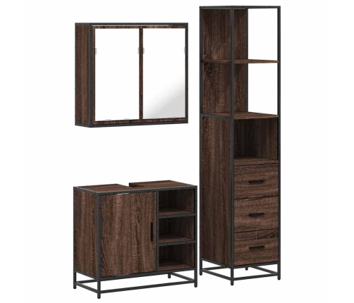 Set de muebles baño 3 pzas madera contrachapada roble marrón