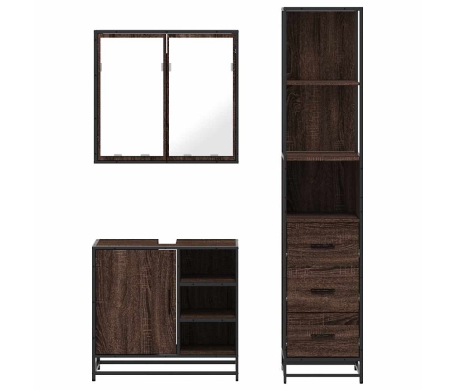 Set de muebles baño 3 pzas madera contrachapada roble marrón