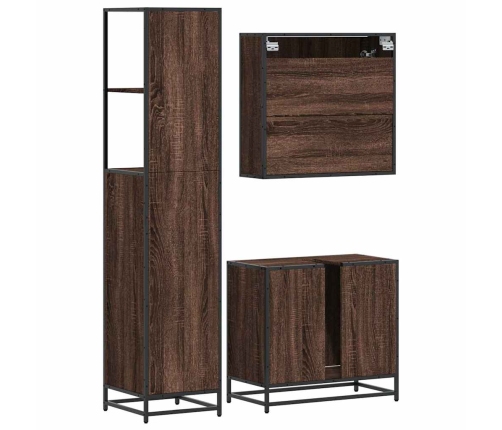 Set de muebles baño 3 pzas madera contrachapada roble marrón