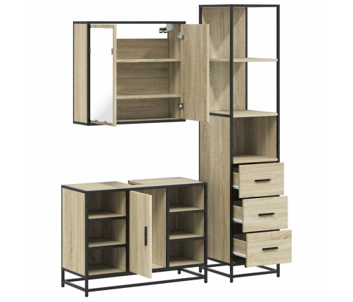 Set de muebles de baño 3 pzas madera contrachapada roble Sonoma