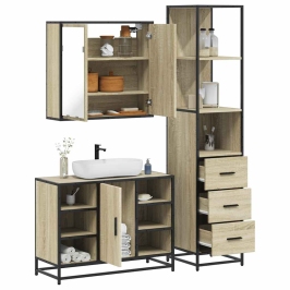 Set de muebles de baño 3 pzas madera contrachapada roble Sonoma