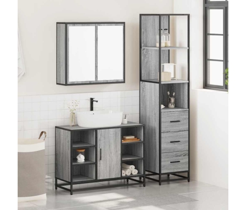 Set de muebles de baño 3 pzas madera contrachapada gris sonoma