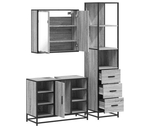 Set de muebles de baño 3 pzas madera contrachapada gris sonoma