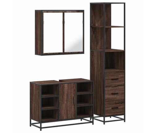 Set de muebles baño 3 pzas madera contrachapada roble marrón