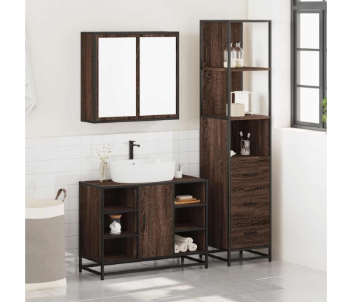 Set de muebles baño 3 pzas madera contrachapada roble marrón