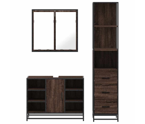 Set de muebles baño 3 pzas madera contrachapada roble marrón