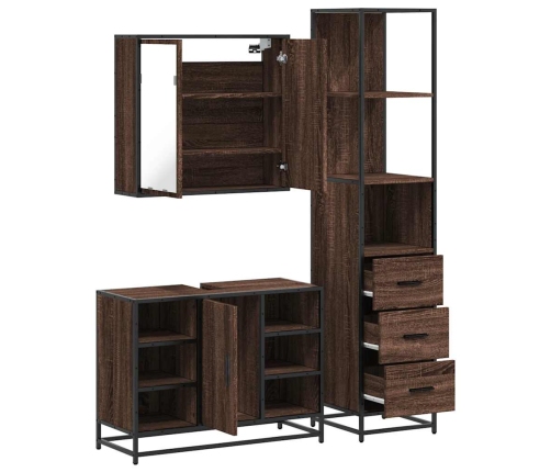 Set de muebles baño 3 pzas madera contrachapada roble marrón