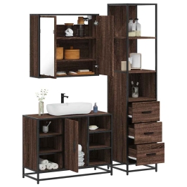 Set de muebles baño 3 pzas madera contrachapada roble marrón