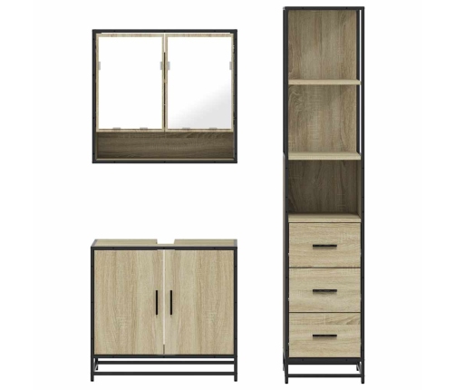 Set de muebles de baño 3 pzas madera contrachapada roble Sonoma