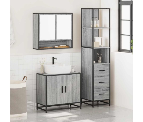 Set de muebles de baño 3 pzas madera contrachapada gris sonoma