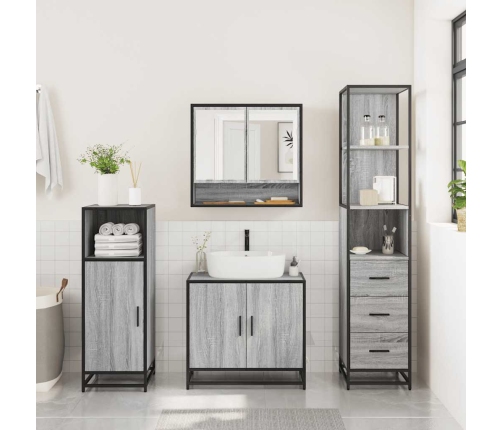 Set de muebles de baño 3 pzas madera contrachapada gris sonoma