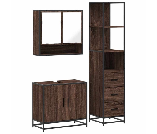 Set de muebles baño 3 pzas madera contrachapada roble marrón