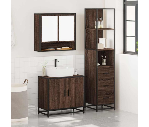 Set de muebles baño 3 pzas madera contrachapada roble marrón