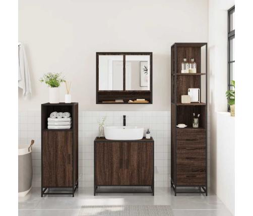 Set de muebles baño 3 pzas madera contrachapada roble marrón