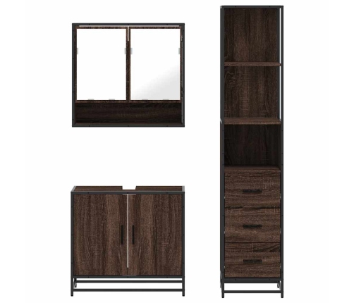 Set de muebles baño 3 pzas madera contrachapada roble marrón