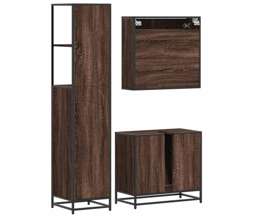 Set de muebles baño 3 pzas madera contrachapada roble marrón