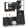 Juego de muebles de baño 3 pzas madera contrachapada negro