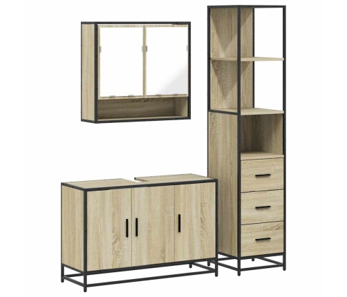 Set de muebles de baño 3 pzas madera contrachapada roble Sonoma