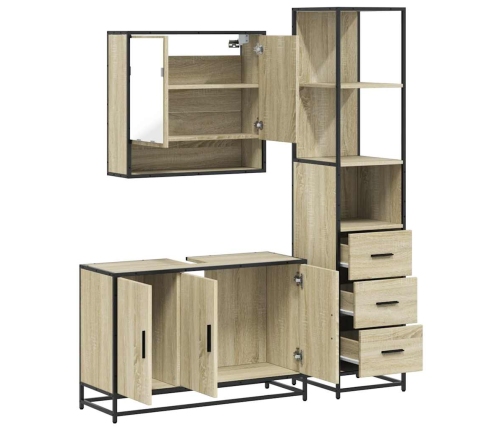 Set de muebles de baño 3 pzas madera contrachapada roble Sonoma