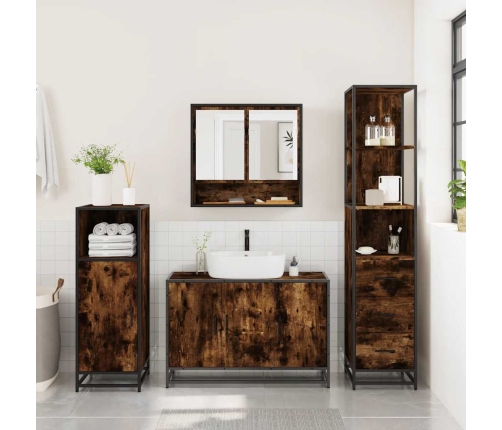 Set de muebles baño 3 pzas madera contrachapada roble ahumado