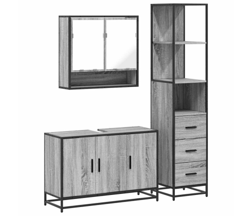 Set de muebles de baño 3 pzas madera contrachapada gris sonoma