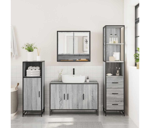 Set de muebles de baño 3 pzas madera contrachapada gris sonoma