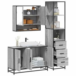 Set de muebles de baño 3 pzas madera contrachapada gris sonoma