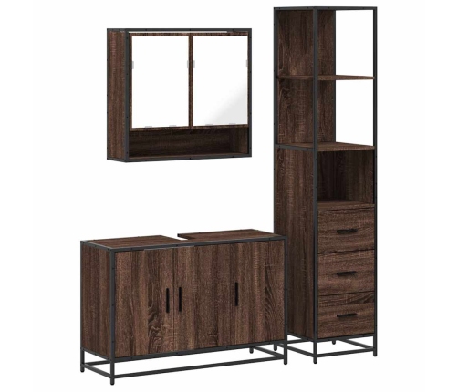 Set de muebles baño 3 pzas madera contrachapada roble marrón