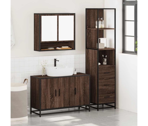 Set de muebles baño 3 pzas madera contrachapada roble marrón