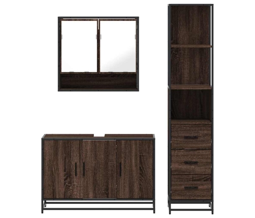 Set de muebles baño 3 pzas madera contrachapada roble marrón