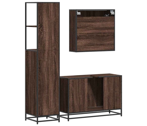 Set de muebles baño 3 pzas madera contrachapada roble marrón