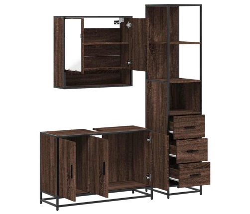 Set de muebles baño 3 pzas madera contrachapada roble marrón