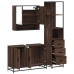 Set de muebles baño 3 pzas madera contrachapada roble marrón