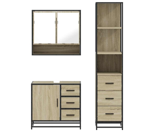 Set de muebles de baño 3 pzas madera contrachapada roble Sonoma