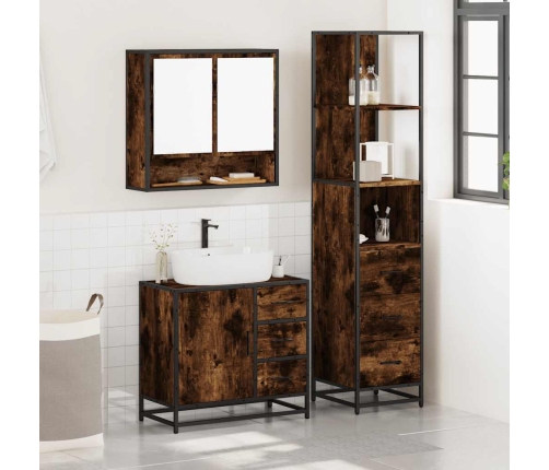 Set de muebles baño 3 pzas madera contrachapada roble ahumado