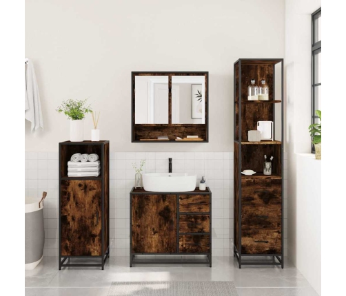 Set de muebles baño 3 pzas madera contrachapada roble ahumado