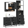 Juego de muebles de baño 3 pzas madera contrachapada negro