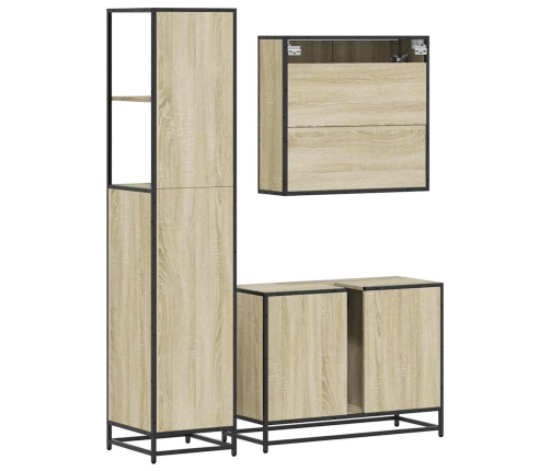 Set de muebles de baño 3 pzas madera contrachapada roble Sonoma