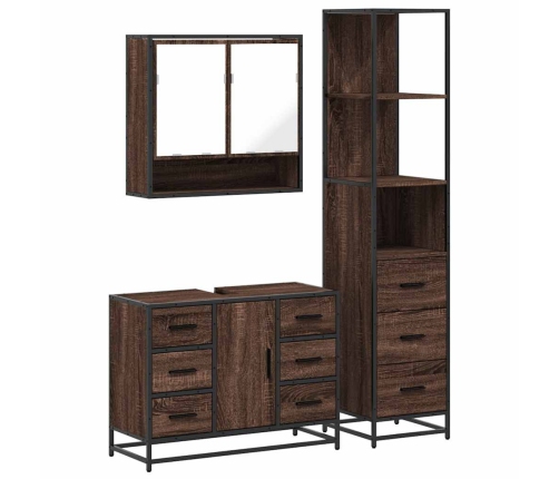 Set de muebles baño 3 pzas madera contrachapada roble marrón