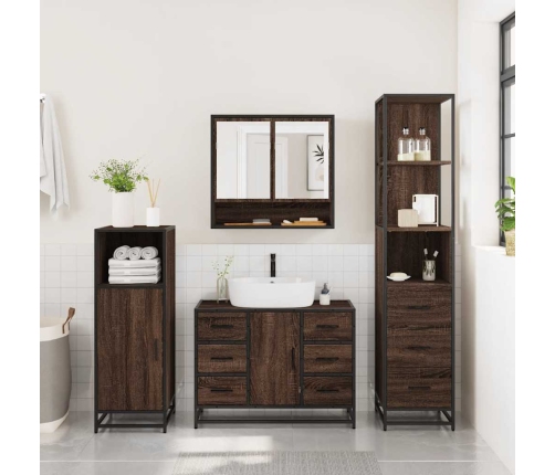 Set de muebles baño 3 pzas madera contrachapada roble marrón