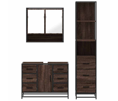 Set de muebles baño 3 pzas madera contrachapada roble marrón