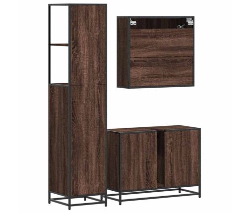 Set de muebles baño 3 pzas madera contrachapada roble marrón