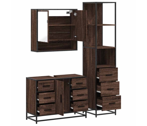 Set de muebles baño 3 pzas madera contrachapada roble marrón